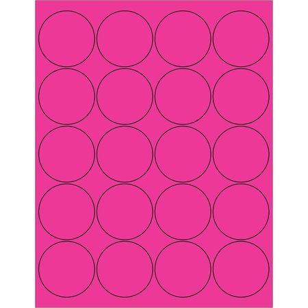 BOX PARTNERS 2 in. Circle Laser LabelsFluorescent Pink LL197PK